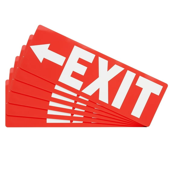 Uxcell 6Pcs Exit Signs with Left Arrow Signs Stickers,11.8x3.93 Inch Vinyl Self-Adhesive Sticker Paper for Indoor Outdoor Business Office Warehouse Workplace Stores,White