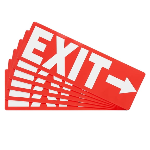 Uxcell 6Pcs Exit Signs with Right Arrow Signs Stickers,11.8x3.93 Inch Vinyl Self-Adhesive Sticker Paper for Indoor Outdoor Business Office Warehouse Workplace Stores,White