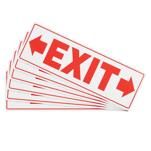 Uxcell 6Pcs Exit Signs with Right & Left Arrows Stickers,11.8x3.93 Inch Vinyl Self-Adhesive Sticker Paper for Indoor Outdoor Business Office Warehouse Workplace Stores,Red