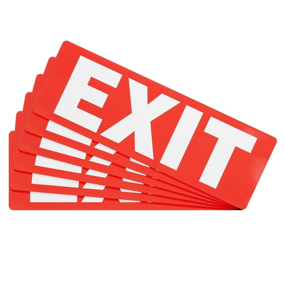 Uxcell 6Pcs Exit Signs Stickers,11.8x3.93 Inch Vinyl Self-Adhesive Sticker Paper for Indoor Outdoor Business Office Warehouse Workplace Stores,White