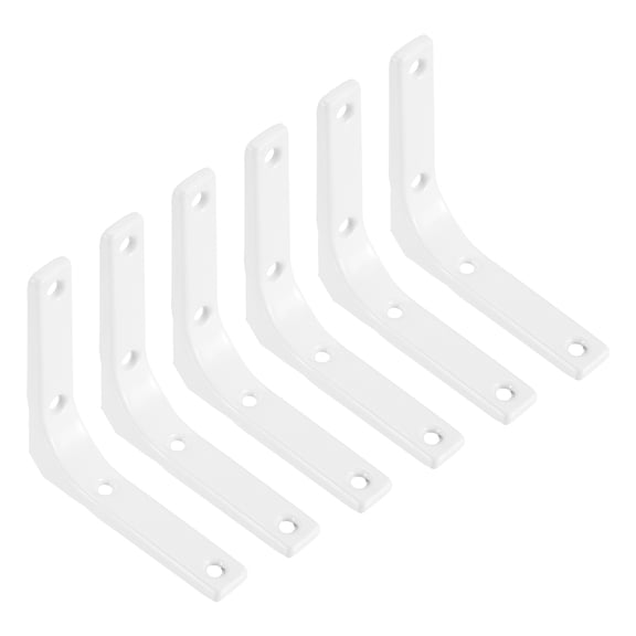 Uxcell 6Pcs Floating Shelf Brackets, 4 x 4 Inch Heavy Duty Wall Shelf Supports, Steel Joint Angle Brackets for Wood Shelves, Cabinets, Countertop Support, White