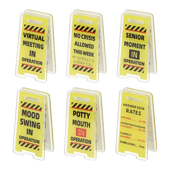 Uxcell 6Pcs Funny Note Holder Clips, Acrylic Humorous Desk Sign Sticky Note Holder for Office Gifts Coworkers Employees Friends, Yellow VIRTUAL Set-2