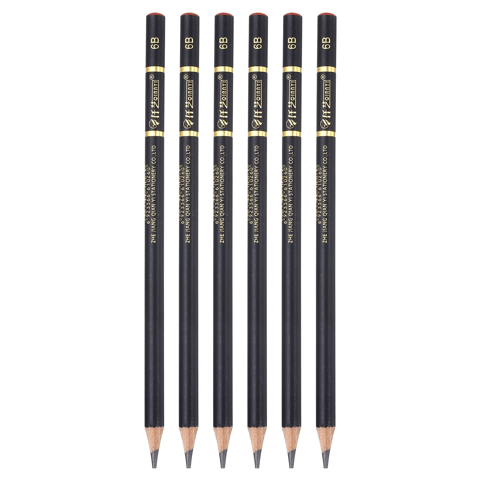 Uxcell 6Pcs Graphite Pencils, Round 6B Refill Wood-case Sketching ...