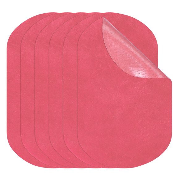 Uxcell 6Pcs Iron-on Patches 4.3" by 7" Oval Elbow Patches Knee Repair Patch Suede Fabric Appliques Dark Pink