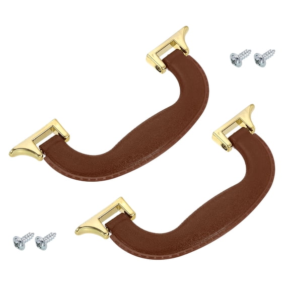 Uxcell 6Pcs Luggage Handle Plastic Pull Handle Grip Replacement with Screws Brown Gold