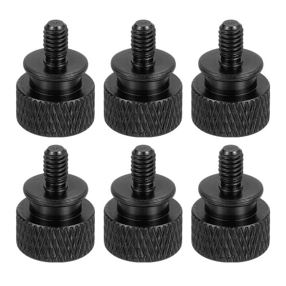 Uxcell 6Pcs M4x0.7mm 12x16mm(ODxH) Aluminum Thumb Screws for Pc Side Panel, Black