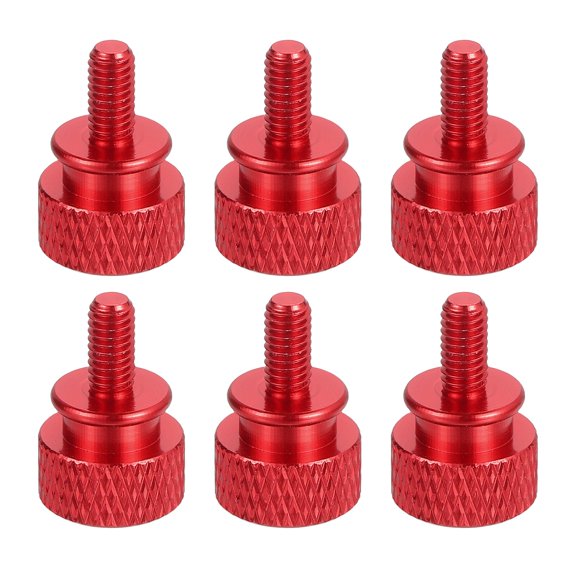 Uxcell 6Pcs M4x0.7mm 12x18mm(ODxH) Aluminum Thumb Screws for Pc Side Panel, Red
