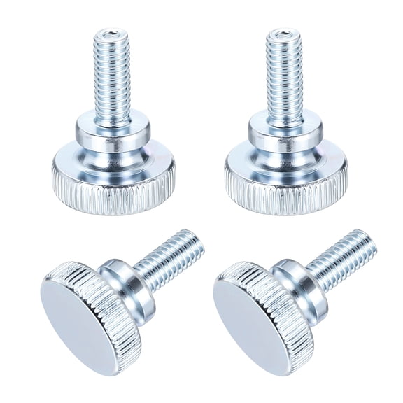 Uxcell 6Pcs M6x14mm Knurled Thumb Screws, Carbon Steel Zinc Plated Flat Head Thumb Screws with Shoulder Grip Knobs, Hand Tighten Bolts Fasteners - Home Monitor Mount, Silver Blue