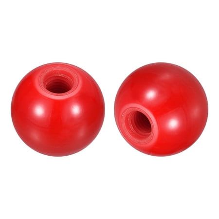 Uxcell 6Pcs M8 Phenolic Thread 25mm Dia Threaded Ball Knobs for Machine Handle, Red