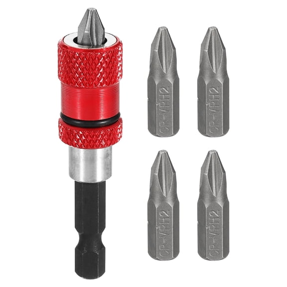Uxcell 6Pcs Magnetic Screwdriver Bit Holders Set 3 Inch CR-V Steel Torsion Impact Bit Holder Kits Quick Release Extension Adapter with 1/4 Inch Hex Shank for Industry Home Auto, Red