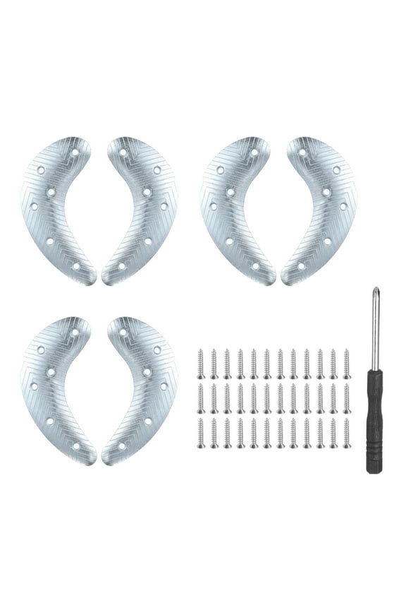 6Pcs Metal Heel Plates Heel Guard Repair Pad Moon with Screw Nails Screwdriver for Shoes and Boot Replacement