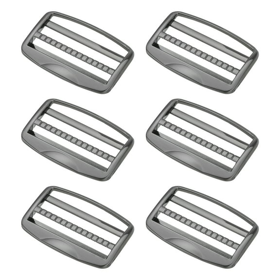 Uxcell 6Pcs Metal Slide Buckle, 2" Zinc Alloy Adjustable Buckle, Flat Slide Strap Release Buckles, Gun-Black