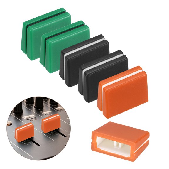 Uxcell 6Pcs Mixer Slider Fader Caps Universal Fader Knobs Black Orange Plastic Slide Potentiometer Replacement Slider Knob for Universal DJ Controller Mixer Console DJM DDJ XDJ Denon