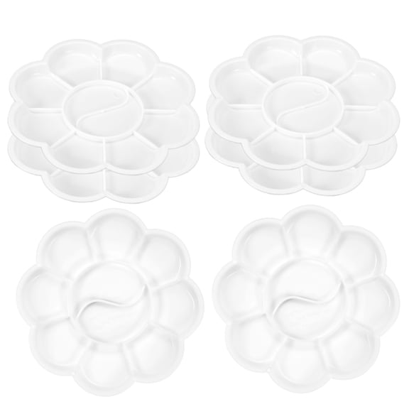 Uxcell 6Pcs Paint Tray Palette, 3.1/8cm Painting Palette Plastic Palette Flower Shape White