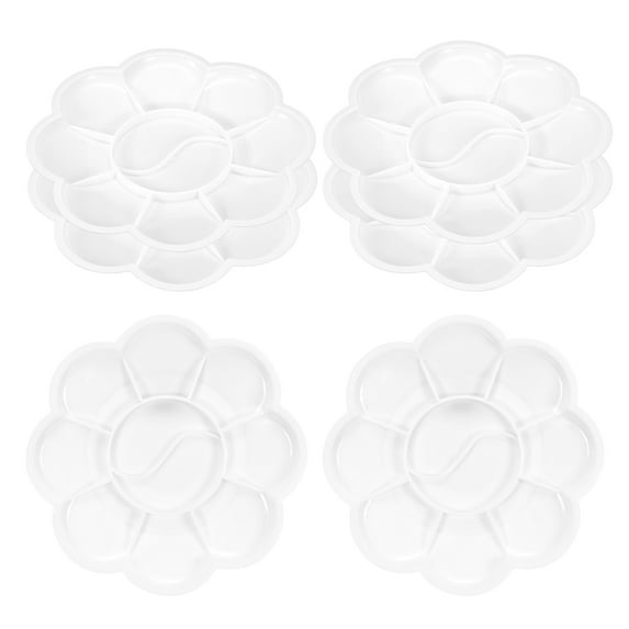 Uxcell 6Pcs Paint Tray Palette, 4.5"/11.5cm Painting Palette Plastic Palette Flower Shape White