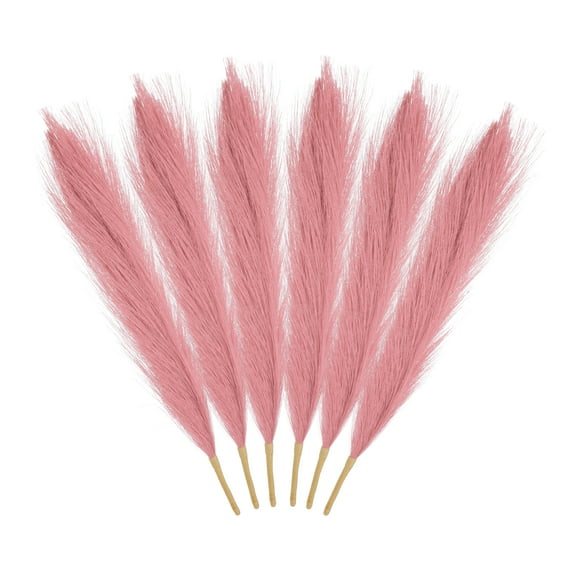 Uxcell 6Pcs Pampas Grass,17.7" Fake Pampas Grass for Home Decor,Wedding Decoration,Dark Pink