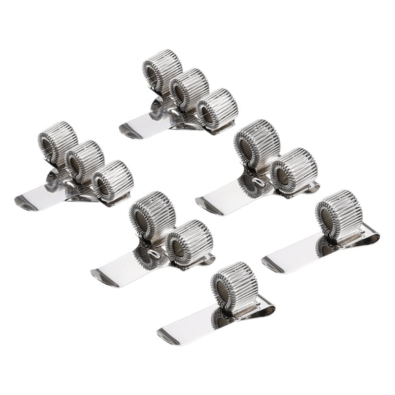 Uxcell 6Pcs Pen Holder Clip, Metal Pen Clip Holder Loop Pen Organizer with 3 Types Spring Loop, Silver Tone