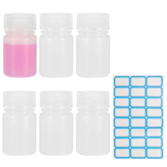 Uxcell 6Pcs Plastic Reagent Bottles, 1oz Laboratory Grade Chemical Sample Bottles HDPE Leak-Proof Liquids Storage Containers for Lab Reagents Travel Toiletries, Semi Transparent