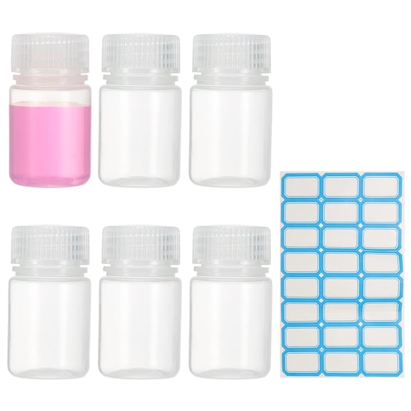 Uxcell 6Pcs Plastic Reagent Bottles, 1oz Laboratory Grade Chemical Sample Bottles PP Leak-Proof Liquids Storage Containers for Lab Reagents Travel Toiletries, Clear