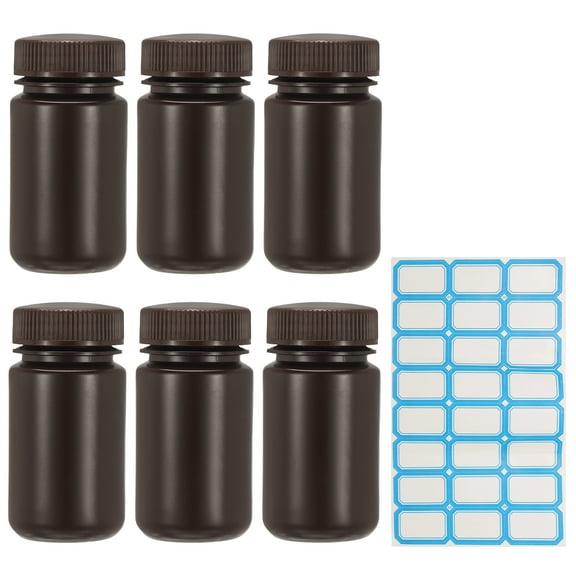 Uxcell 6Pcs Plastic Reagent Bottles, 4.4oz Laboratory Grade Chemical Sample Bottles HDPE Leak-Proof Liquids Storage Containers for Lab Reagents Travel Toiletries, Brown