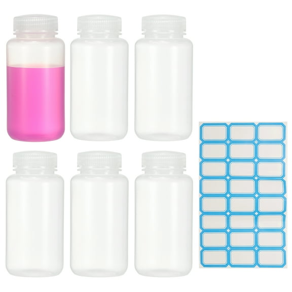 Uxcell 6Pcs Plastic Reagent Bottles, 8.8oz Laboratory Grade Chemical Sample Bottles PP Leak-Proof Liquids Storage Containers for Lab Reagents Travel Toiletries, Clear