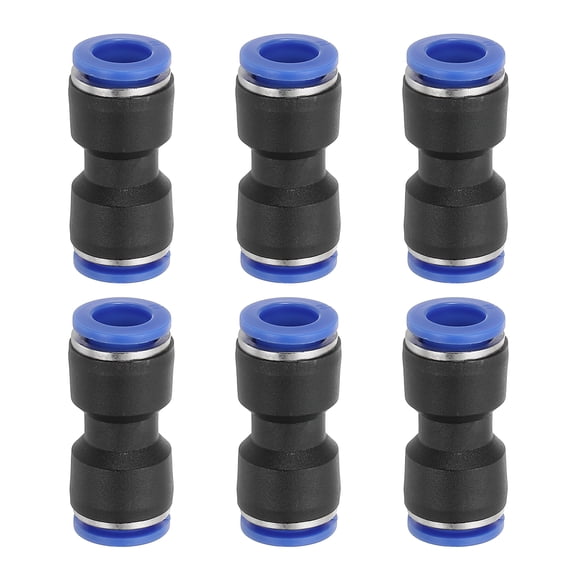 Uxcell 6Pcs Quick Straight Connectors, 10 mm(2/5")Tube OD -5~60℃ Plastic Straight Push Connector Push to Connect Air Hose Fitting for Pneumatic System Pipeline Connection, Blue