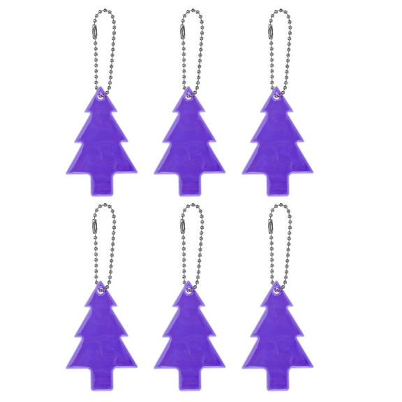 Uxcell 6Pcs Reflective Keychain Tags Reflective Pendant Reflector Key Ring Safety Reflector Christmas Tree Shape Purple