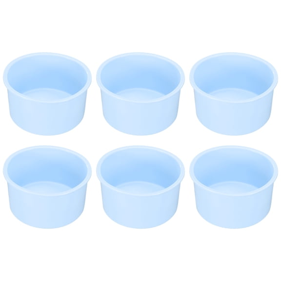 Uxcell 6Pcs Round Cake Pans 4" Nonstick Quick Release Silicone Cake Mould for Cupcakes Bread, Blue