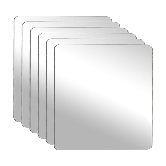 Uxcell 6Pcs Shatter Proof Acrylic Mirror, 1.Uxcell 6" Square Round Corner Mirror(Self Adhesive, Safety, Shatterproof) Suited to Bathroom Science Home Gym Wall Decor
