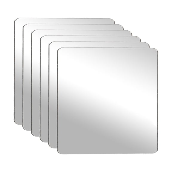Uxcell 6Pcs Shatter Proof Acrylic Mirror, 3.1" Square Round Corner Mirror(Self Adhesive, Safety, Shatterproof) Suited to Bathroom Science Home Gym Wall Decor