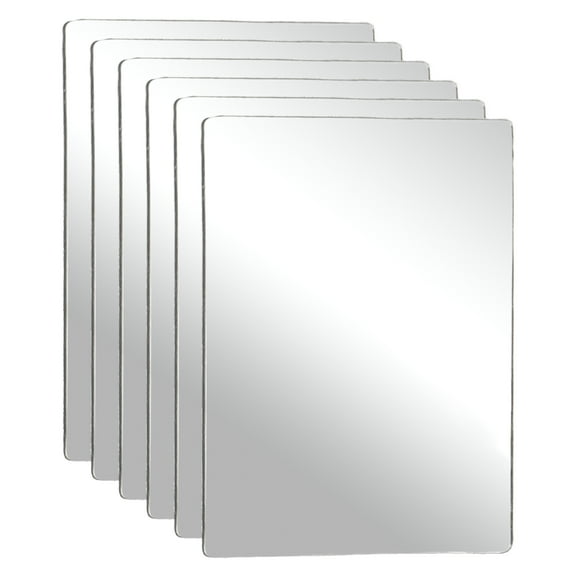 Uxcell 6Pcs Shatter Proof Acrylic Mirror, 3.1x2.Uxcell 4" Rectangle Round Corner Mirror(Self Adhesive, Safety, Shatterproof) Suited to Bathroom Science Home Gym Wall Decor