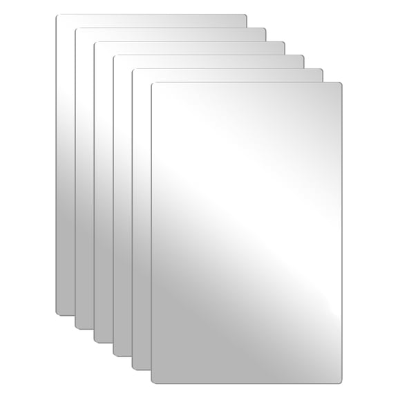 Uxcell 6Pcs Shatter Proof Acrylic Mirror, 7.1xUxcell 4.7" Rectangle Round Corner Mirror(Self Adhesive, Safety, Shatterproof) Suited to Bathroom Science Home Gym Wall Decor