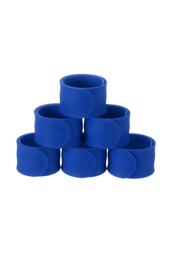 6Pcs Silicone Snap Bracelets 8.46" x 1" Slap Bracelets Bulk Wristbands for DIY Goodie Bag Blue