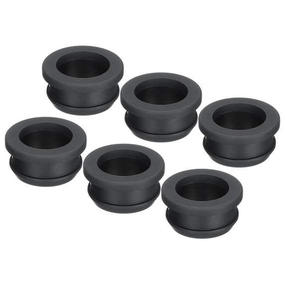 Uxcell 6Pcs Snap Rubber Grommet Plug Mount Dia 24mm ID 19mm Seal Anti-Scratch Electrical Box Cable Pipe Black