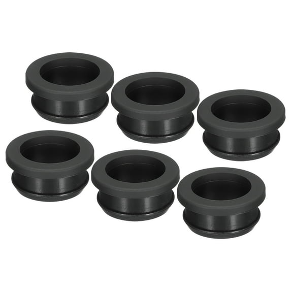 Uxcell 6Pcs Snap Rubber Grommet Plug Mount Dia 28mm ID 23mm Seal Anti-Scratch Electrical Box Cable Pipe Black