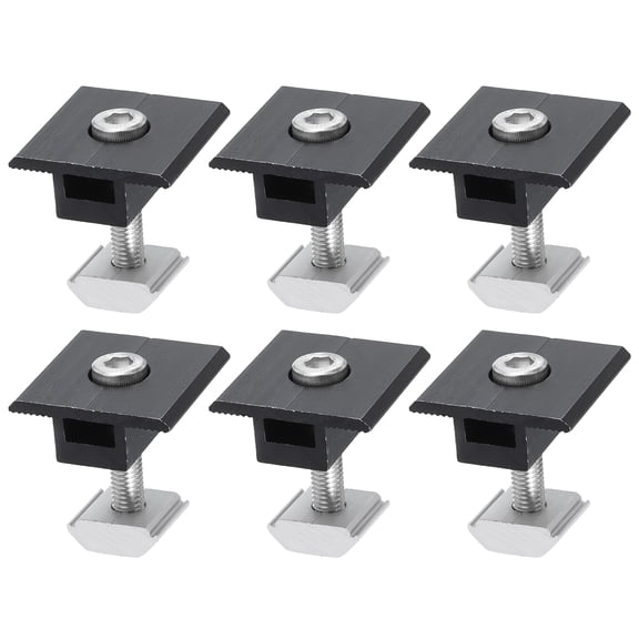 Uxcell 6Pcs Solar Panel Middle Clamp, 30mm Aluminum Solar Panel Center Clamps PV Solar Rail Mounting System, Black