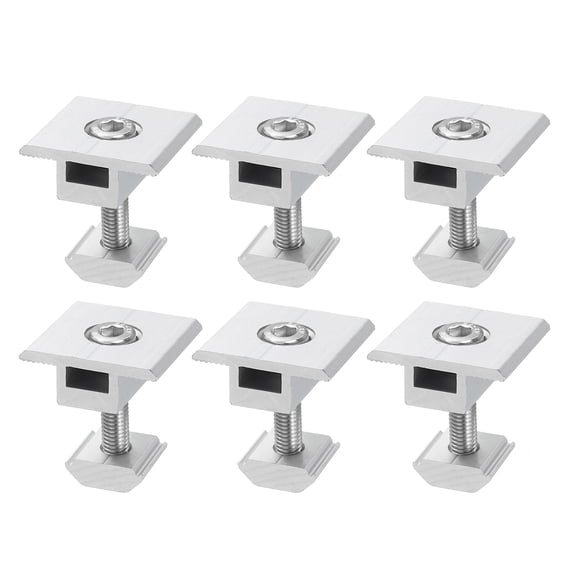 Uxcell 6Pcs Solar Panel Middle Clamp, 30mm Aluminum Solar Panel Center Clamps PV Solar Rail Mounting System, Silver