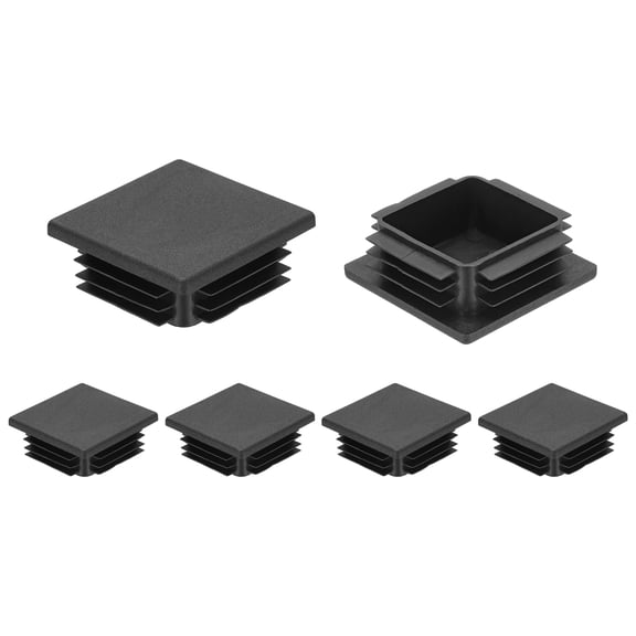Uxcell 6Pcs Square Plastic Plugs, 2.4x2.4"(60x60mm) Fits 0.03-0.08''(0.8-2mm) Wall Thickness, Tubing End Caps Insert End Caps for Furniture Legs Fence Posts Industrial Tubing, Black