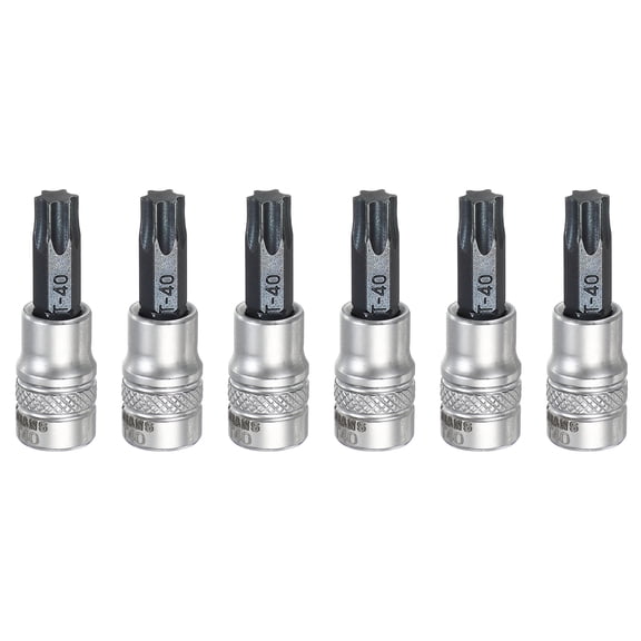 Uxcell 6Pcs Torx Bit Socket 1/4" Drive T40 S2 Steel Star Head Screwdriver Drill Bits CR-V Steel Socket Adapter for Home Auto Axle Hex Nuts Bolts Repair