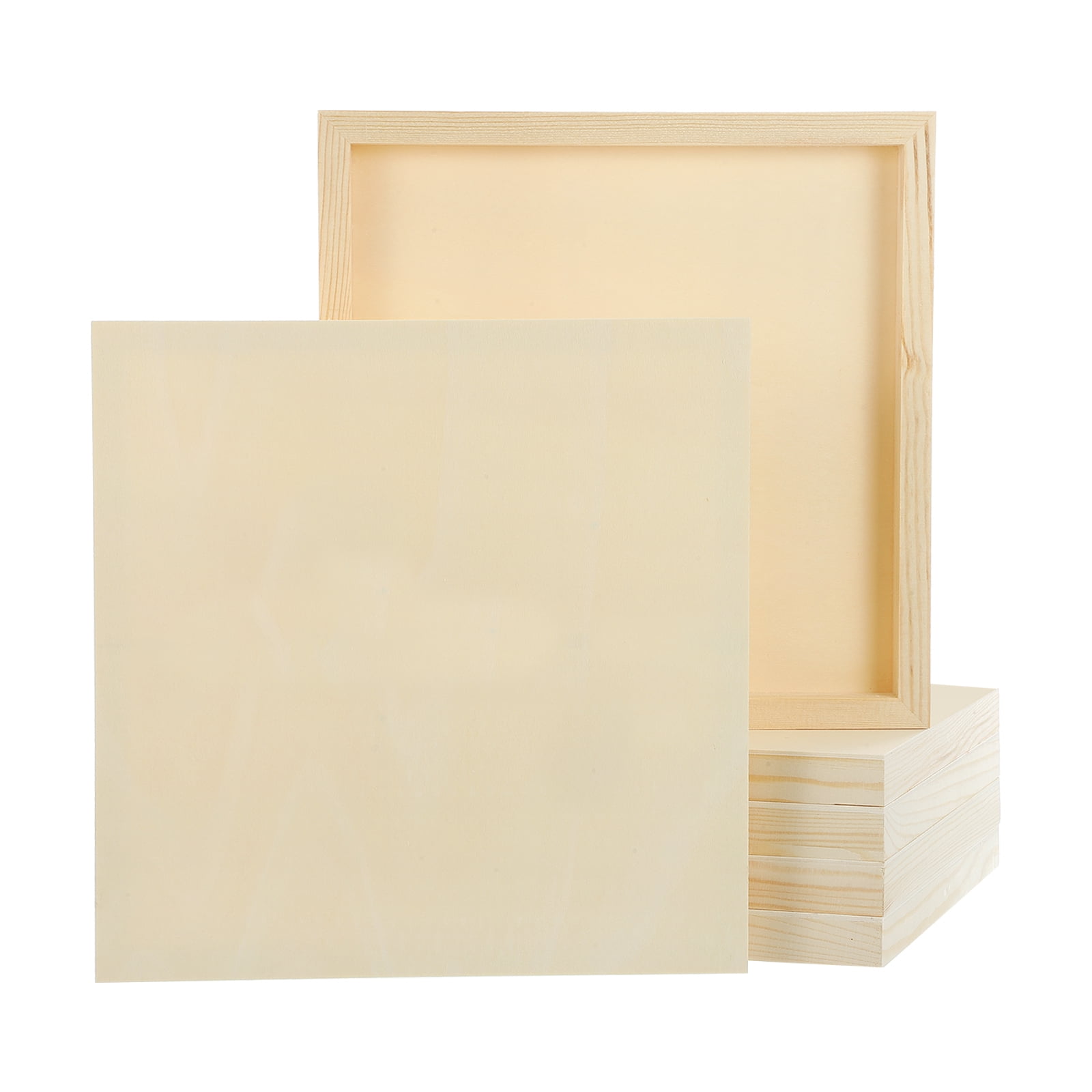Uxcell 6Pcs Wood Canvas Boards, 10x10 Inch Wood Art Canvases Square Unfinished Wood Panel for Painting, Crafts, DIY Projects, Pouring Art