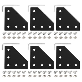 Uxcell 6Set 2020 Corner Bracket Plate, L-Slot Aluminum Extrusion Connector, Outside Joint Plate with Screws for 2020 Series Aluminum Profile 3D Printer Frame, Black