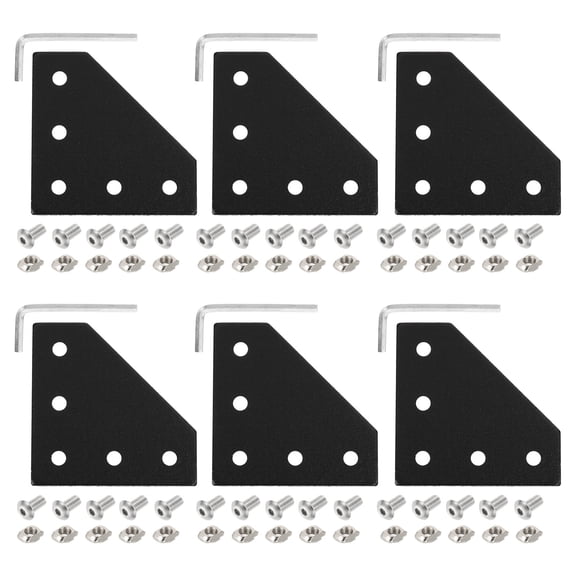 Uxcell 6Set 2020 Corner Bracket Plate, L-Slot Aluminum Extrusion Connector, Outside Joint Plate with Screws for 2020 Series Aluminum Profile 3D Printer Frame, Black