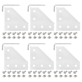 Uxcell 6Set 2020 Corner Bracket Plate, L-Slot Aluminum Extrusion Connector, Outside Joint Plate with Screws for 2020 Series Aluminum Profile 3D Printer Frame, Silver Tone