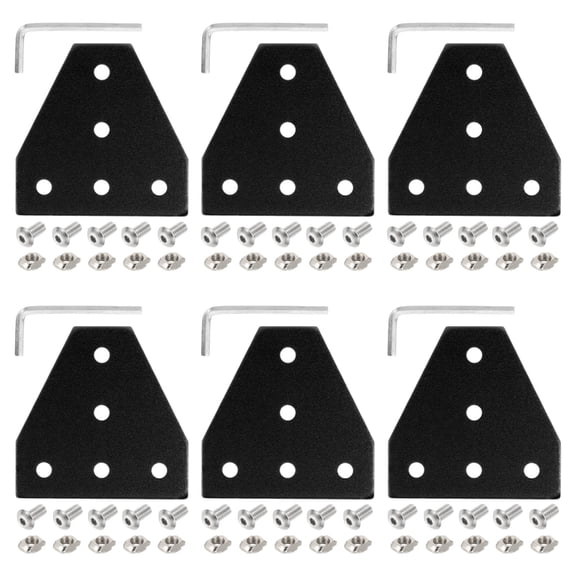 Uxcell 6Set 2020 Corner Bracket Plate, T-Slot Aluminum Extrusion Connector, Outside Joint Plate with Screws for 2020 Series Aluminum Profile 3D Printer Frame, Black