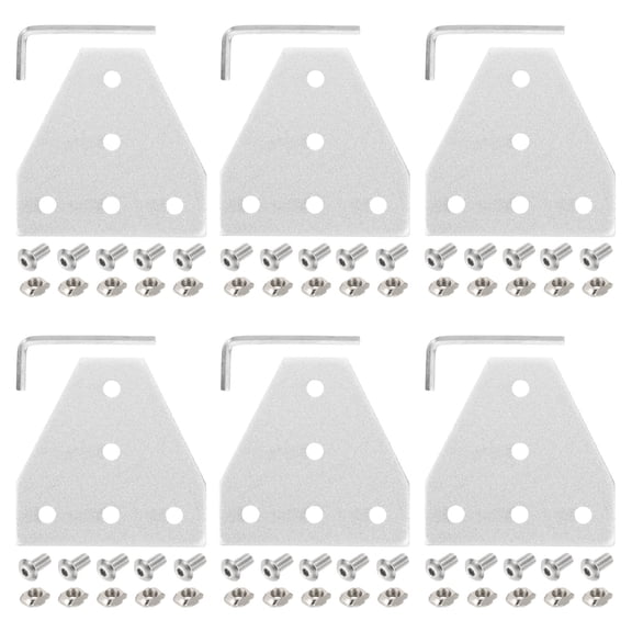 Uxcell 6Set 2020 Corner Bracket Plate, T-Slot Aluminum Extrusion Connector, Outside Joint Plate with Screws for 2020 Series Aluminum Profile 3D Printer Frame, Silver Tone