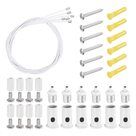 Uxcell 6Set Ceiling Hanging Wire Cable Kit, 1.6ft Top Adjust Adjustable Hanging Wire Rope Suspension with Slotted Mount Screw Kit for Pendant Chandelier Ceiling LED Panel Light, White