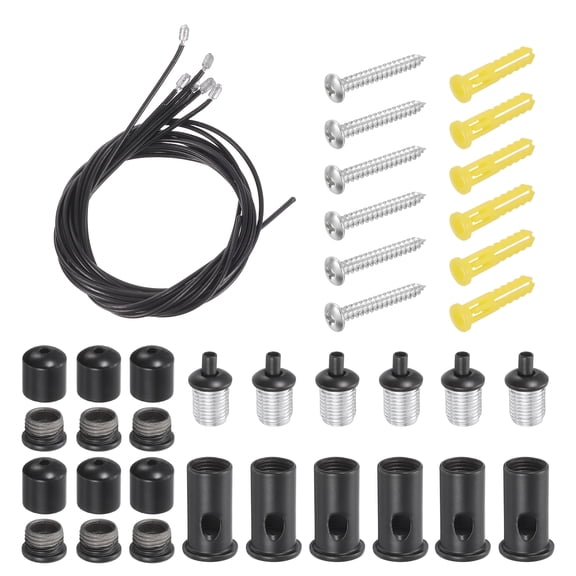 Uxcell 6Set Ceiling Hanging Wire Cable Kit, 2.6ft Top Adjust Adjustable Hanging Wire Rope Suspension with Mount Screw Kit for Pendant Chandelier Ceiling LED Panel Light, Black