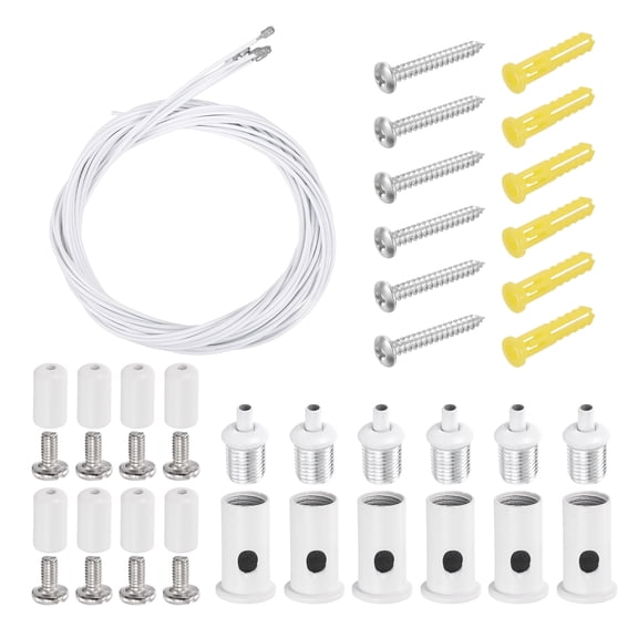 Uxcell 6Set Ceiling Hanging Wire Cable Kit, 3.3ft Top Adjust Adjustable Hanging Wire Rope Suspension with Slotted Mount Screw Kit for Pendant Chandelier Ceiling LED Panel Light, White