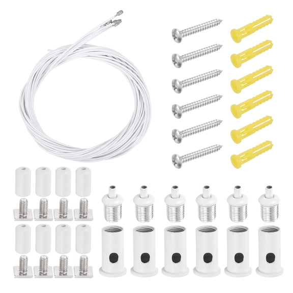 Uxcell 6Set Ceiling Hanging Wire Cable Kit, 3.3ft Top Adjust Adjustable Hanging Wire Rope Suspension with Square Mount Screw Kit for Pendant Chandelier Ceiling LED Panel Light, White