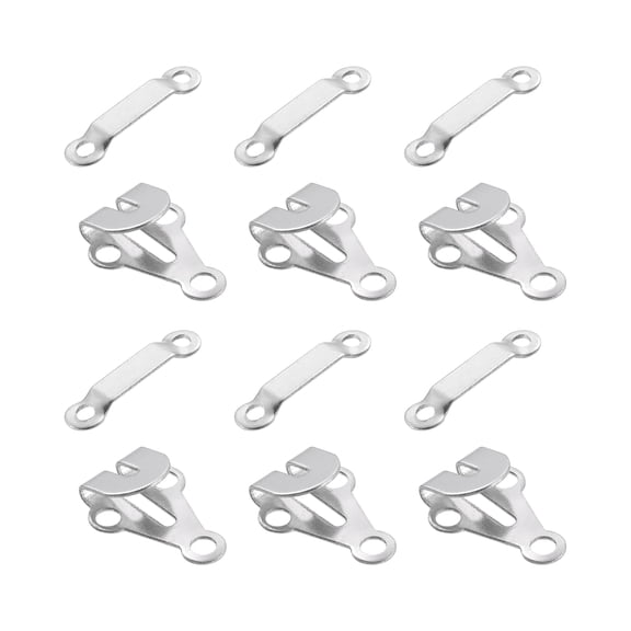 Uxcell 6Set Copper Sewing Hooks and Eyes Closure Set for Trousers (14x19mm, Silver)